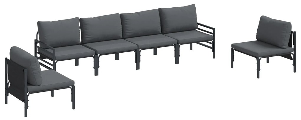 vidaXL Σετ Καναπέ Κήπου 6 pcs Ανθρακί Ατσάλι
