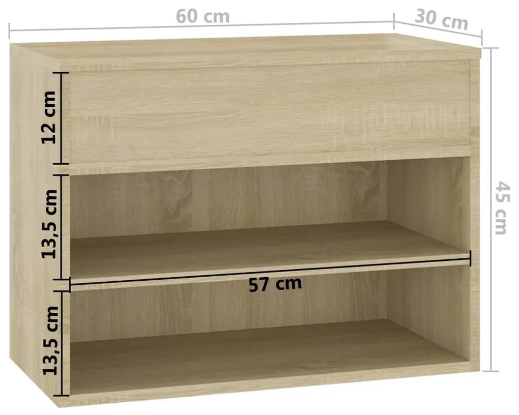 Παπουτσοθήκη Sonoma Δρυς 60 x 30 x 45 εκ. από Επεξ. Ξύλο - Καφέ