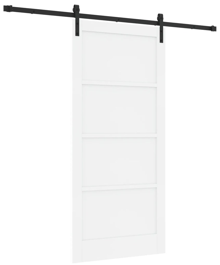 vidaXL Συρόμενη Πόρτα με Σετ Υλικών Λευκή 93x202 εκ. Σταθερό Ξύλο Πεύκης