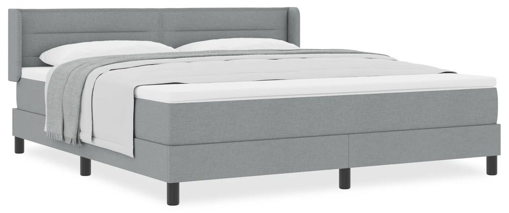 vidaXL Κρεβάτι Box Spring με Στρώμα, Ανοιχτό Γκρι, 180 x 200 εκ, Ύφασμα