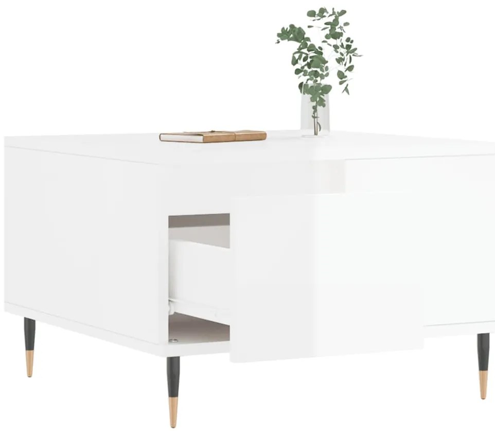 vidaXL Τραπεζάκι Σαλονιού Γυαλ. Λευκό 55x55x36,5 εκ. Επεξεργ. Ξύλο