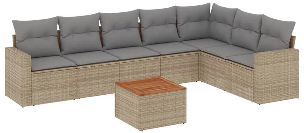 vidaXL Σαλόνι Κήπου Σετ 8 τεμ. Μπεζ Συνθετικό Ρατάν με Μαξιλάρια