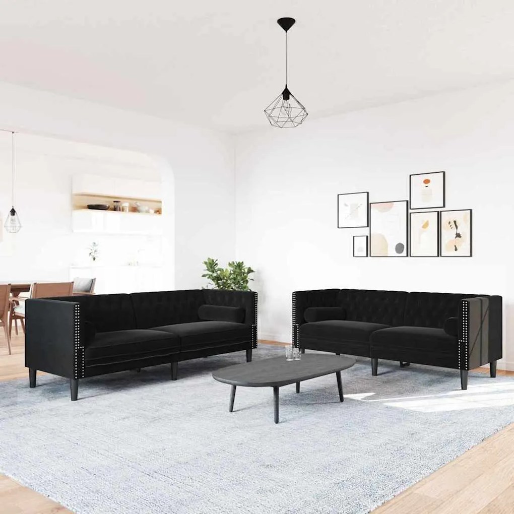 vidaXL Σετ Καναπέ 2 pcs Μαύρο Βελούδο
