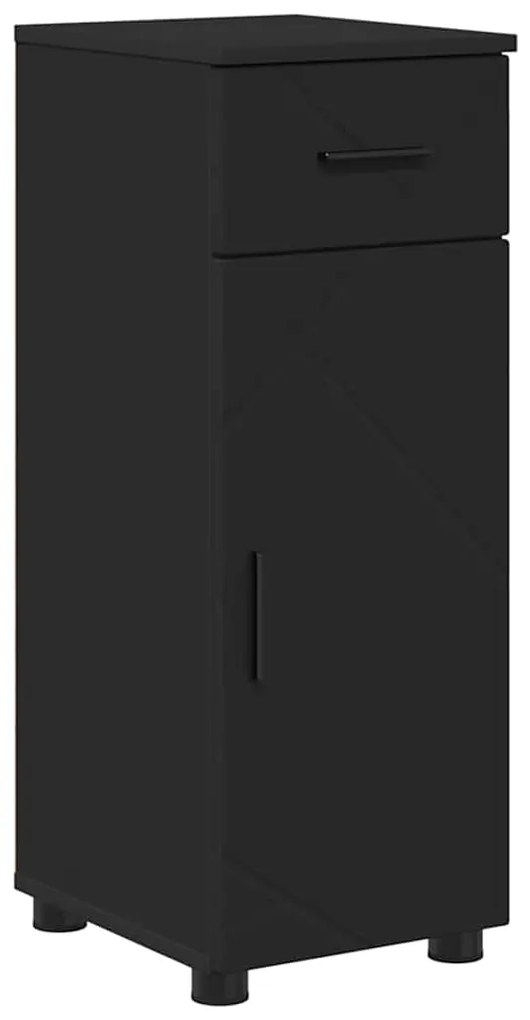 vidaXL Σετ Επίπλων Μπάνιου με συρτάρι με ράφι Επιτοίχιο 4 pcs Μαύρο