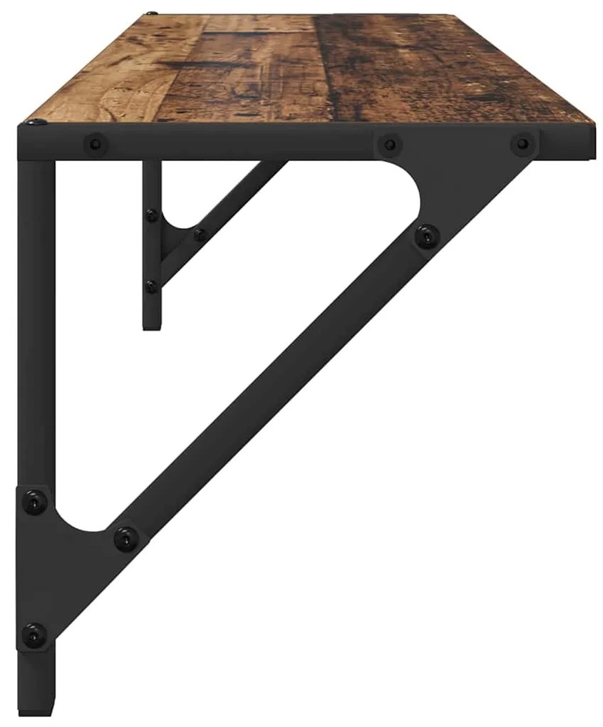 vidaXL Ράφια Τοίχου με ράφι 2 pcs Παλιό Ξύλο 80 x 25 x 25,5 cm