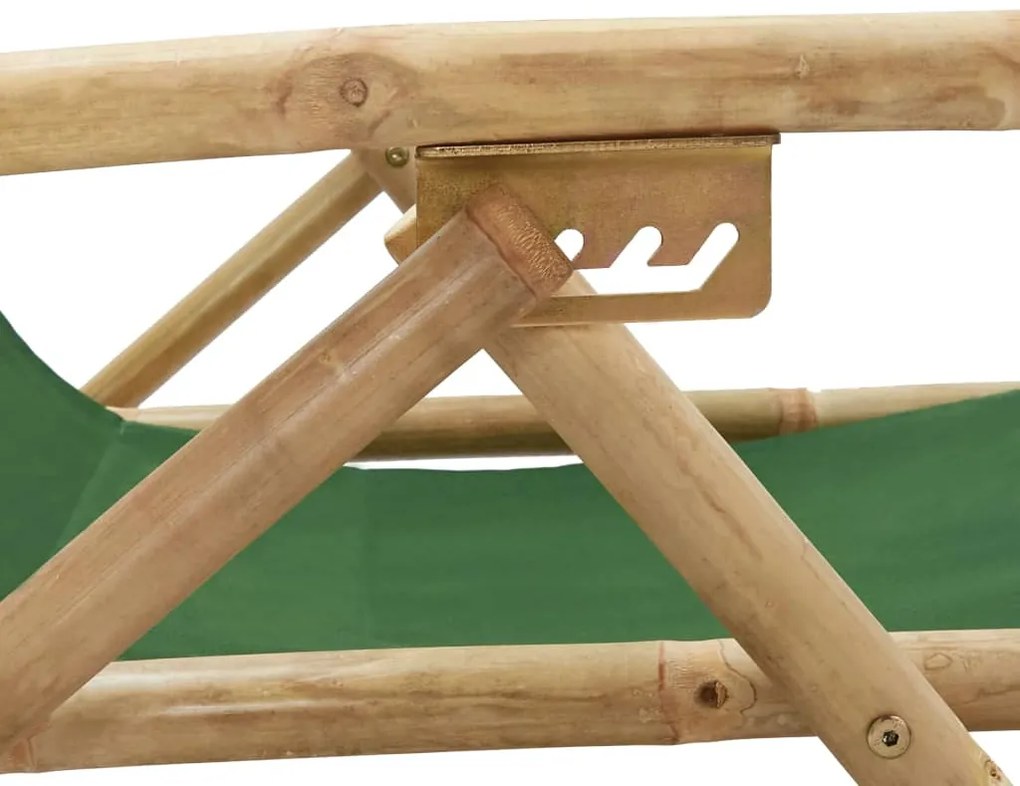 vidaXL Σεζλόνγκ Ανακλινόμενη Κόκκινη από Μπαμπού και Ύφασμα