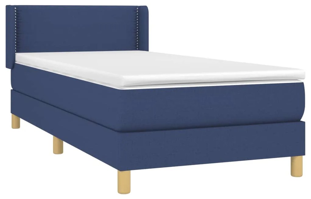 vidaXL Κρεβάτι Boxspring με Στρώμα Μπλε 90x200 εκ.Υφασμάτινο