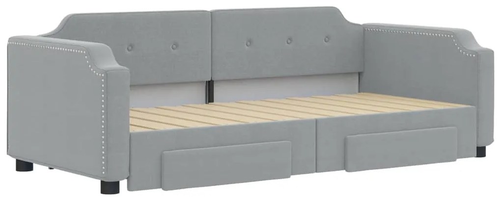 vidaXL Καναπές Κρεβάτι Συρόμενος Αν. Γκρι 100x200 εκ Ύφασμα &amp; Συρτάρια