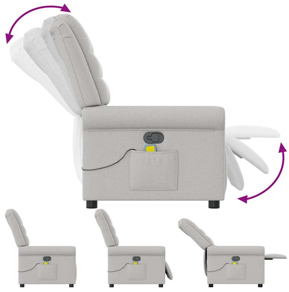 vidaXL καρέκλα ανάκλισης μασάζ Cloud Grey Fabric