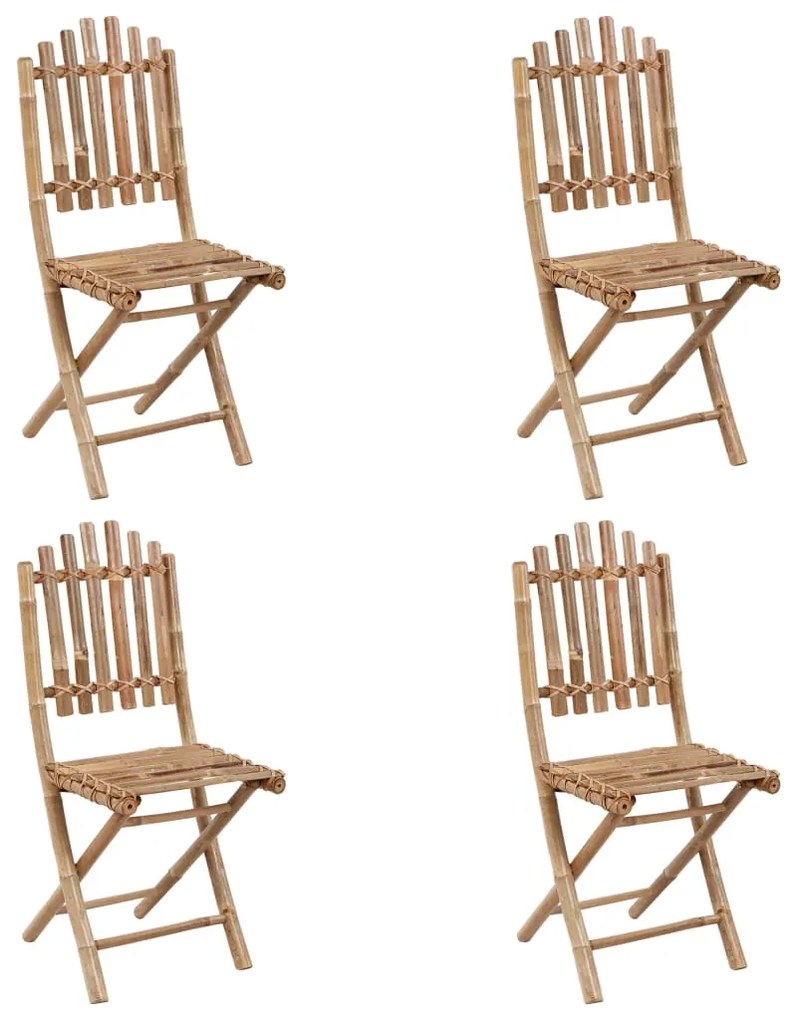 vidaXL Σετ Τραπεζαρίας Εξ. Χώρου Πτυσσόμενο 5 τεμ. Μπαμπού &amp; Μαξιλάρια