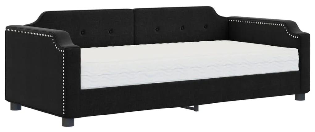 Καναπές Κρεβάτι με Στρώμα Μαύρο 80 x 200 εκ. Υφασμάτινο - Μαύρο