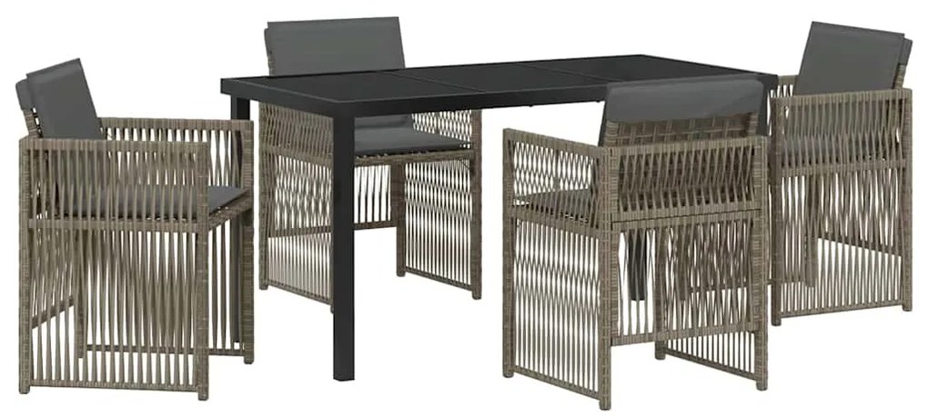 vidaXL Σέτ φαγητού για κήπο 5 pcs Γκρι Πολυ ράταν