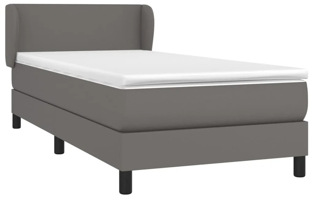 Κρεβάτι Boxspring με Στρώμα Γκρι 90x200 εκ. από Συνθετικό Δέρμα 3127173