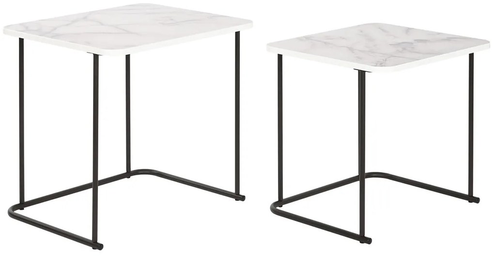 Σετ με 2 τραπέζια DKD Home Decor Λευκό Μαύρο 51 x 43 x 49 cm