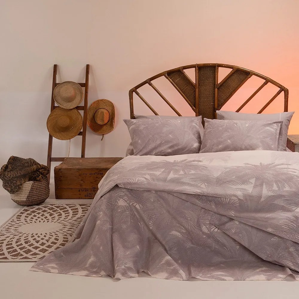 Σεντόνια Purge Με Λάστιχο (Σετ 4τμχ) Grey Melinen Διπλό 150x232cm 100% Βαμβάκι