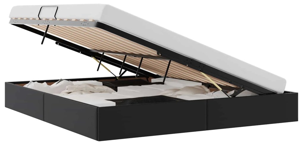 vidaXL Κρεβάτι Αποθήκης με στρώμα Μαύρο 180 x 200 cm Τεχνητό δέρμα