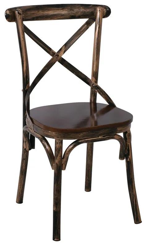 Ε5160,1 MARLIN Wood Καρέκλα, Μέταλλο Βαφή Black Gold  52x46x91cm Μαύρο,  Μέταλλο/Ξύλο, , 4 Τεμάχια