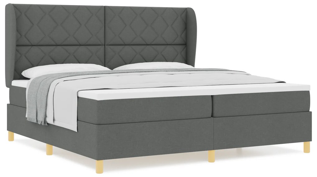 vidaXL Κρεβάτι Box Spring με Στρώμα Σκούρο Γκρι 200x200 εκ Ύφασμα