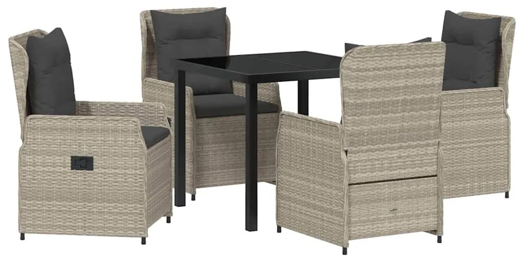 vidaXL Σέτ φαγητού για κήπο 5 pcs Ανοιχτό γκρι συνθετικό ρατάν