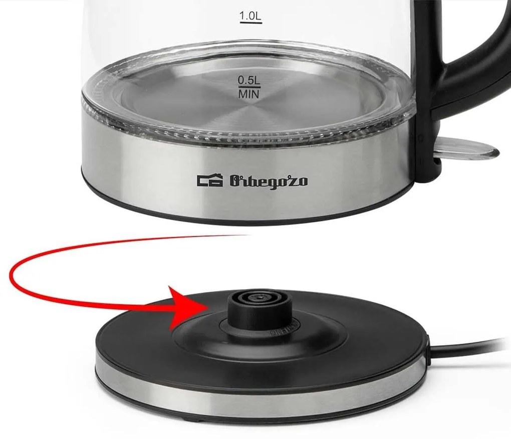 Βραστήρας Orbegozo KT6045 Μαύρο Πλαστική ύλη 2200 W 1,7 L