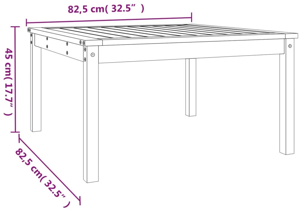 Τραπέζι Κήπου Γκρι 82,5x82,5x45 εκ. από Μασίφ Ξύλο Πεύκου - Γκρι