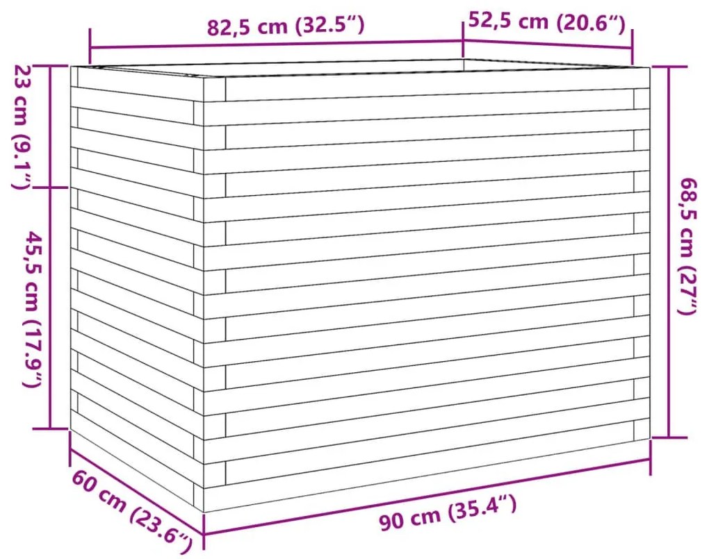 Ζαρντινιέρα Καφέ Κεριού 90x60x68,5 εκ. από Μασίφ Ξύλο Πεύκου - Καφέ