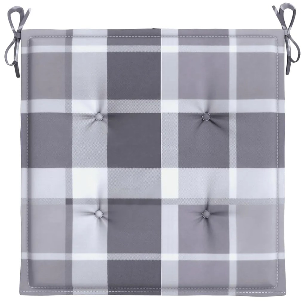vidaXL Μαξιλάρια Καρέκλας 2τεμ Γκρι Καρό 40x40x4εκ. Ύφασμα Oxford