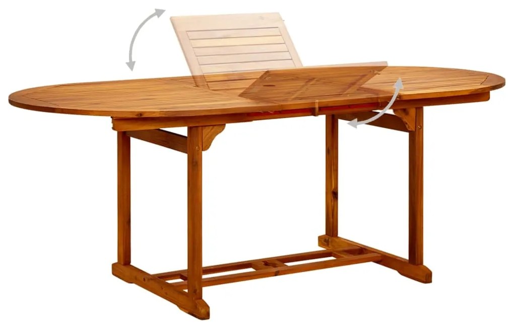 vidaXL Τραπέζι Κήπου (150-200) x 100 x 75 εκ. από Μασίφ Ξύλο Ακακίας