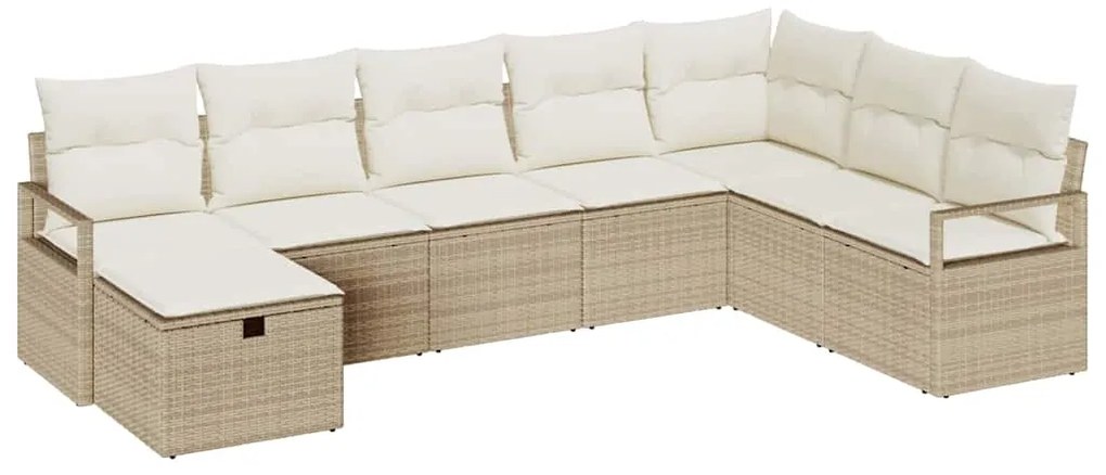 vidaXL Σετ Καναπέ Κήπου 8 pcs Μπεζ Πολυ ράταν