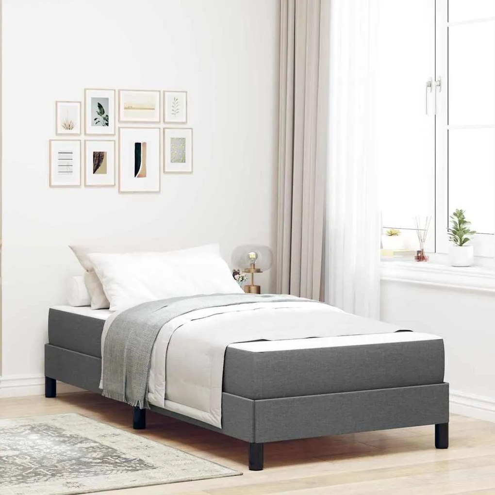 vidaXL Κρεβάτι με ελατήρια Άλλο Σκούρο γκρι 90 x 190 cm ύφασμα