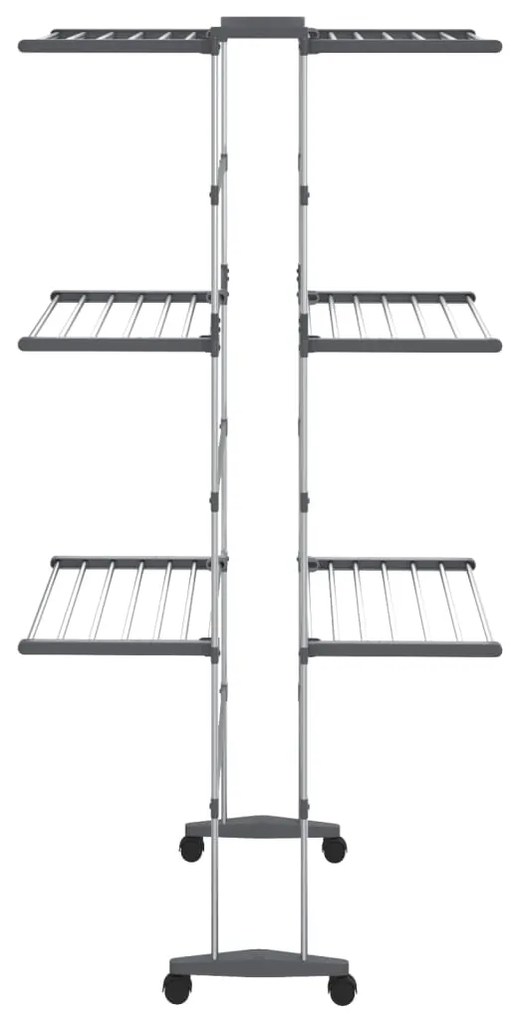 vidaXL Απλώστρα Ρούχων 3 Επιπέδων με Ρόδες Ασημί 60x70x129 εκ.