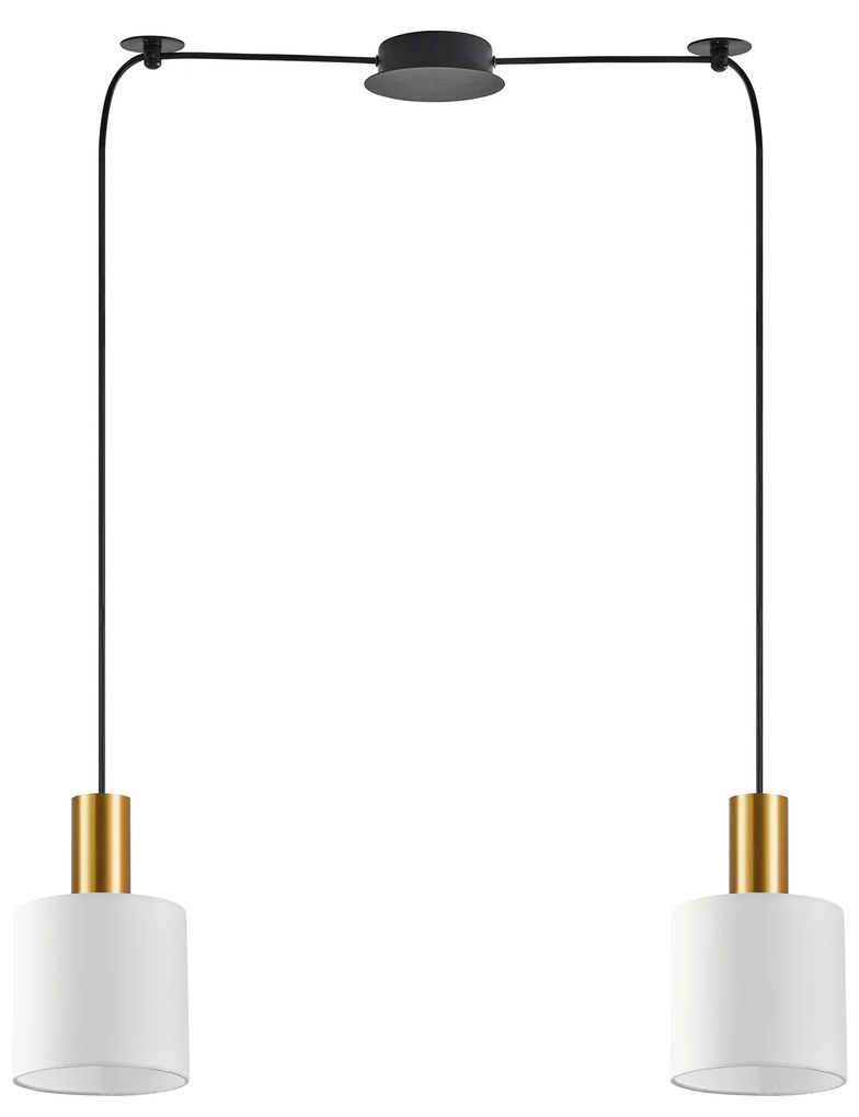 SE21-GM-4-BL2-SH1 ADEPT TUBE Gold Matt Pendant White Fabric Shade+