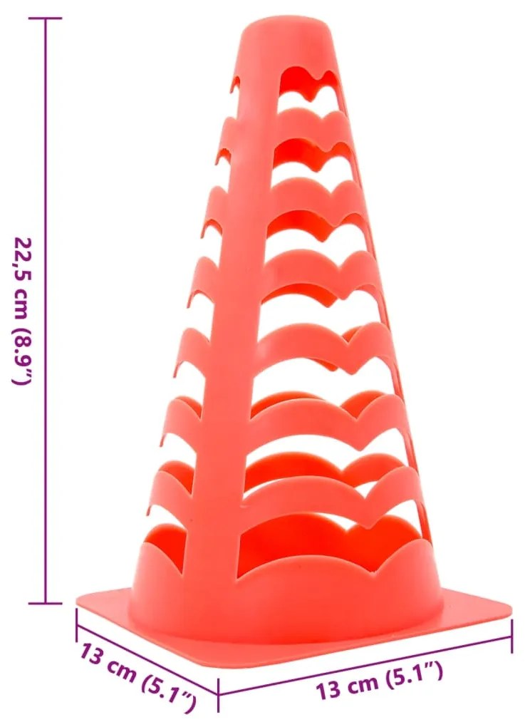 Κώνοι ποδοσφαίρου 6 τμχ στοιβαζόμενοι πορτοκαλί 13x13x22,5 εκ.