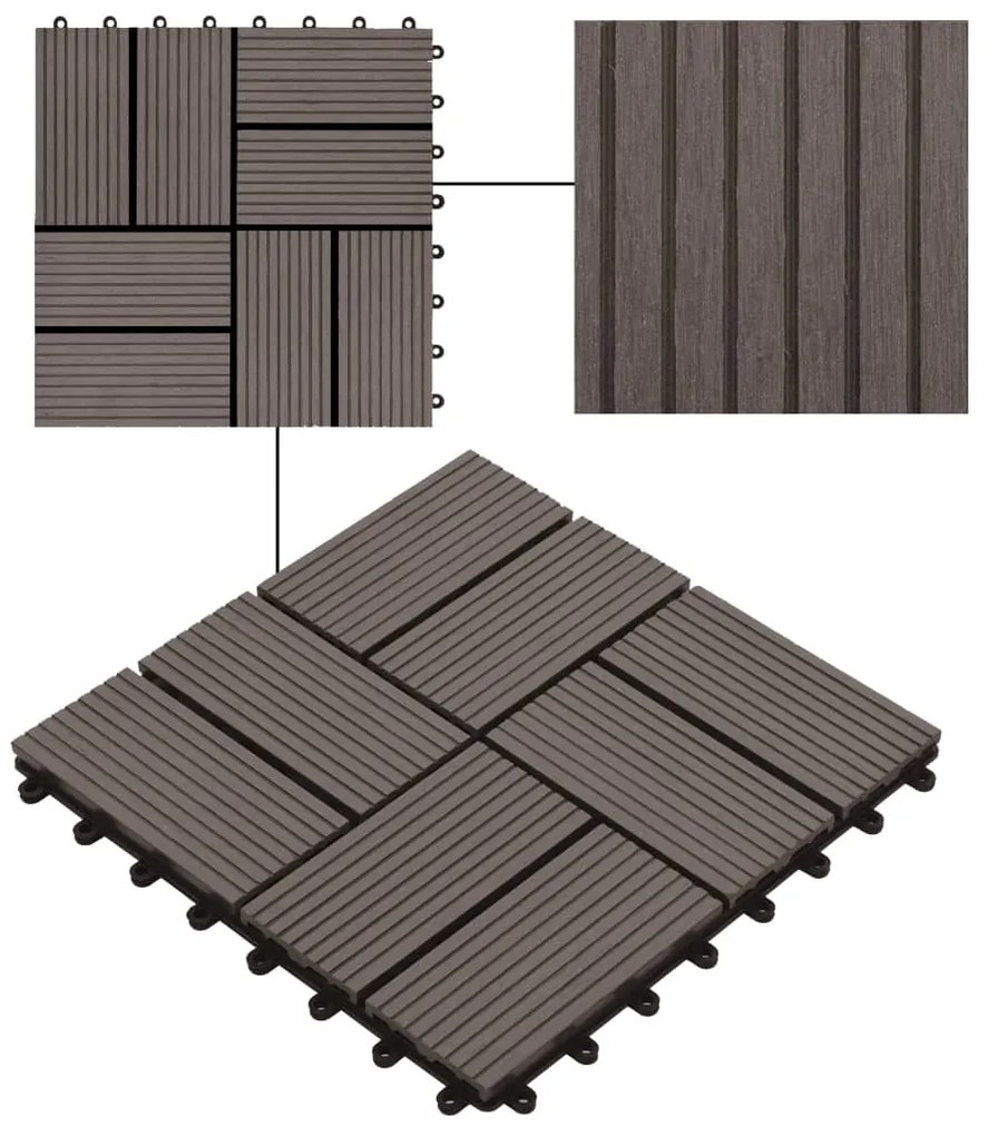 vidaXL Πλακάκια Deck 22 τεμ. Σκούρο Καφέ 30 x 30 εκ. 2 μ² από WPC