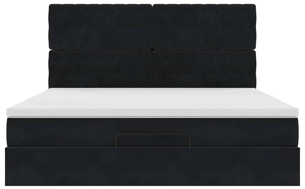 vidaXL Οθωμανικό κρεβάτι με στρώματα Μαύρο 160x200cm Velvet