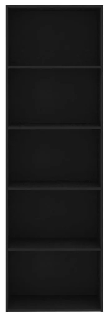 vidaXL Βιβλιοθήκη με 5 Ράφια Μαύρη 60 x 30 x 189 εκ. από Επεξ. Ξύλο