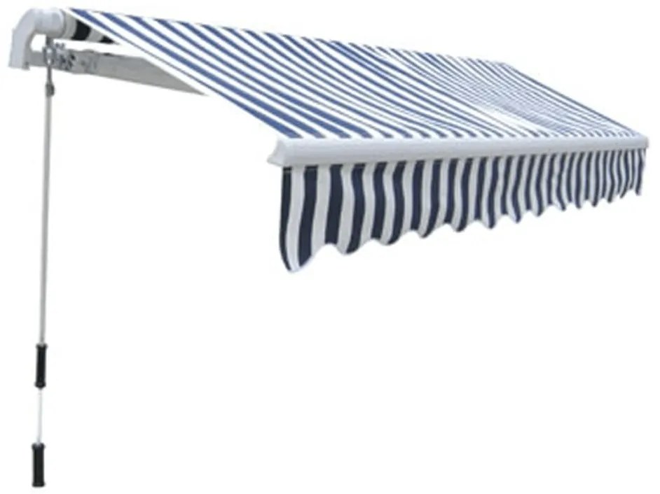 vidaXL Τέντα Αναδιπλούμενη Χειροκίνητη Μπλε/Λευκή 300 εκ.