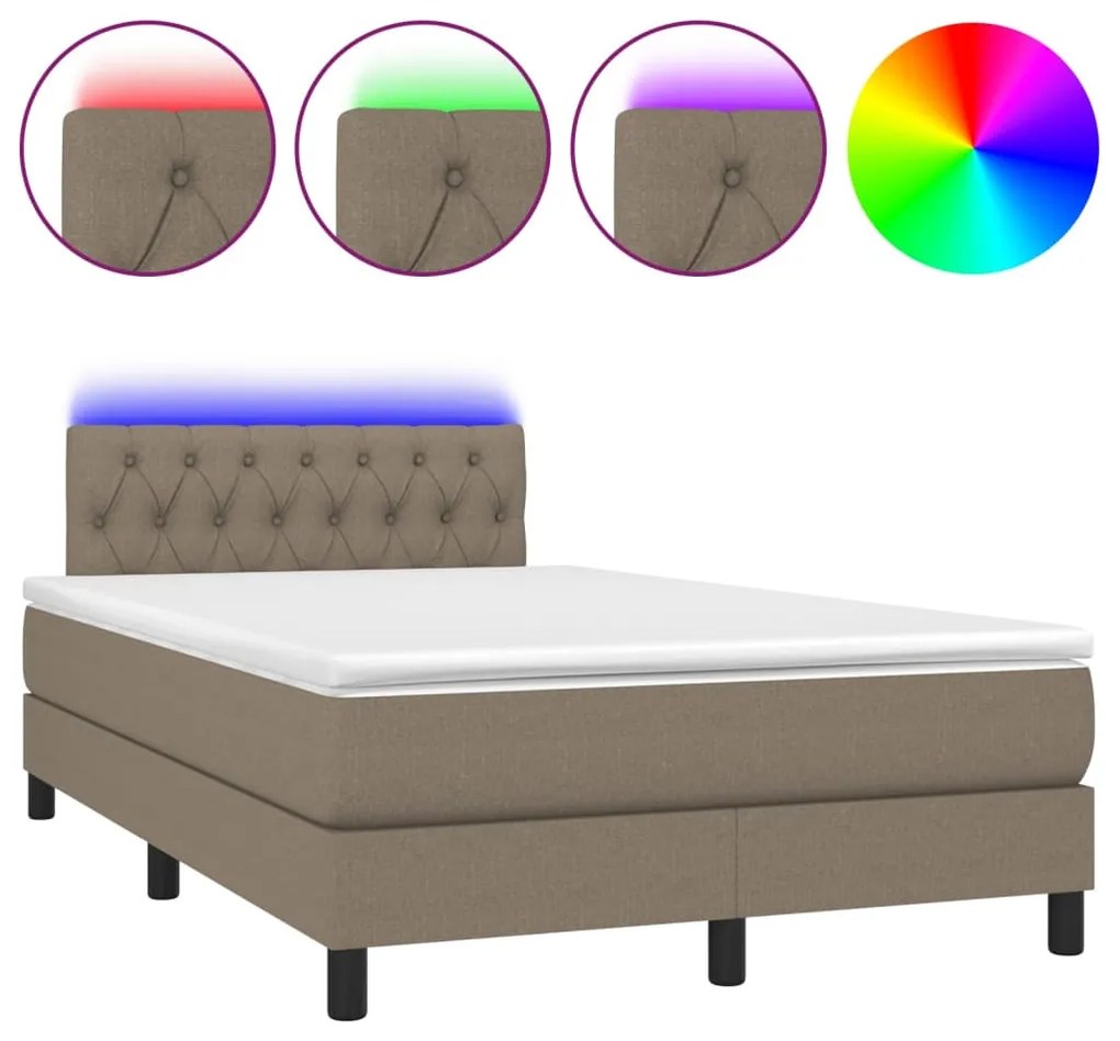 ΚΡΕΒΑΤΙ BOXSPRING ΜΕ ΣΤΡΩΜΑ &amp; LED TAUPE 120X200 ΕΚ. ΥΦΑΣΜΑΤΙΝΟ 3133385