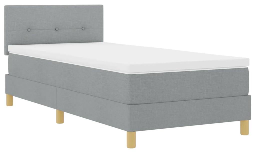 vidaXL Κρεβάτι Box Spring με Στρώμα & LED Ανοιχτό Γκρι 90x200 εκ. Υφάσματος