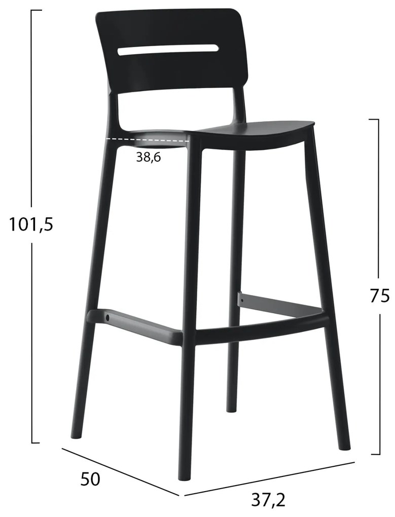 Σκάμπο Bar Πολυπροπυλενίου Snod2 Μαύρο 37,2x50x101,5Υεκ.