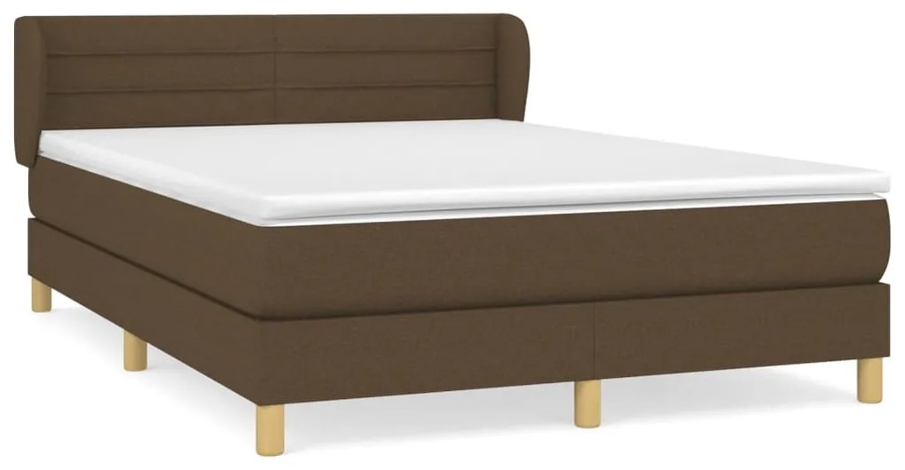 vidaXL Κρεβάτι Boxspring με Στρώμα Σκούρο Καφέ 140x190 εκ. Υφασμάτινο