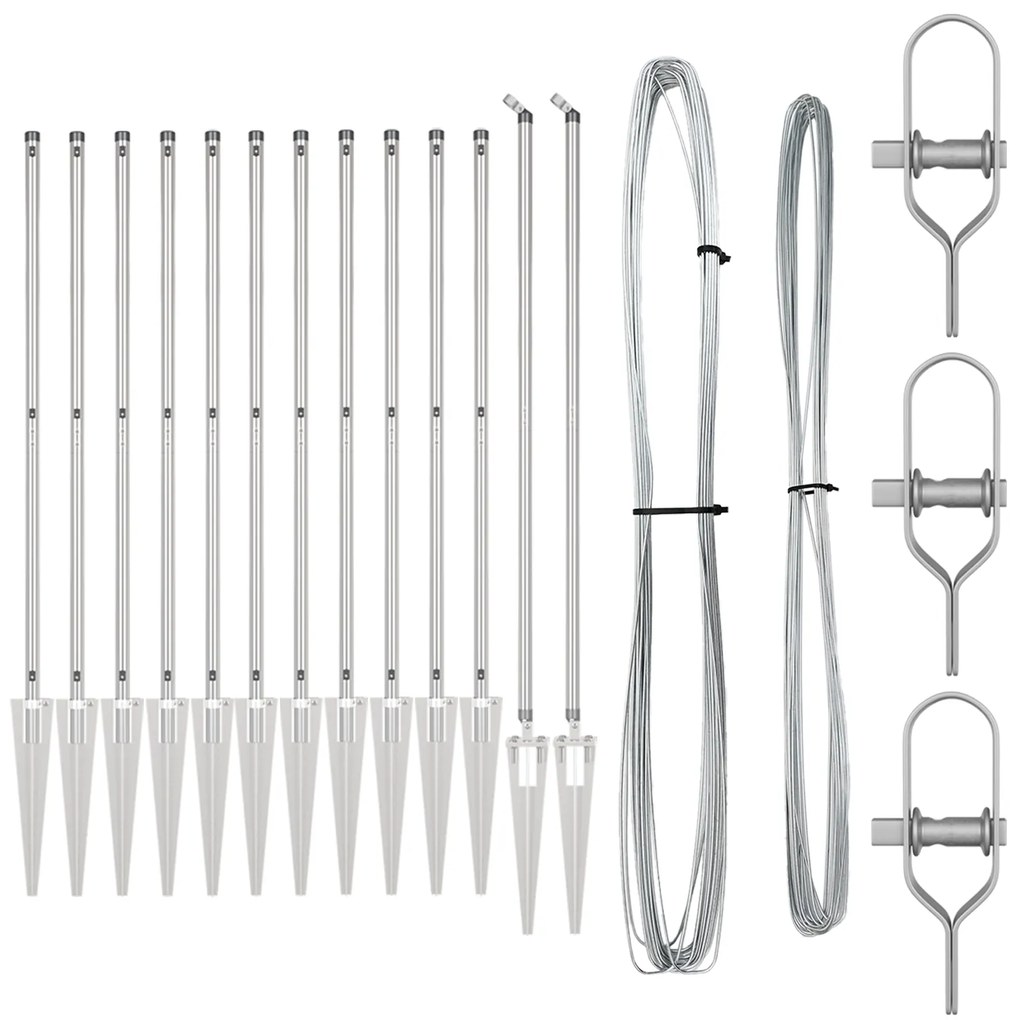 vidaXL Σετ Πόρτες Φράχτη 13 pcs Ασημί Ø32mm 160 εκ