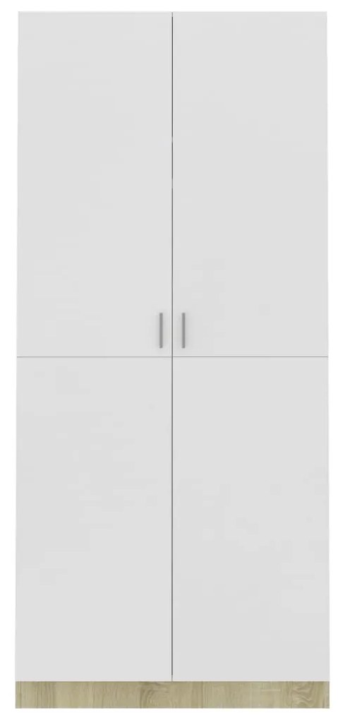 vidaXL Ντουλάπα Λευκή / Sonoma Δρυς 90 x 52 x 200 εκ. από Μοριοσανίδα