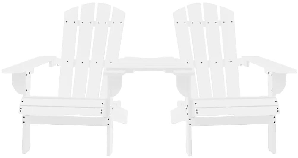 vidaXL Καρέκλες Κήπου Adirondack με Τραπέζι Λευκές Μασίφ Ξύλο Ελάτης