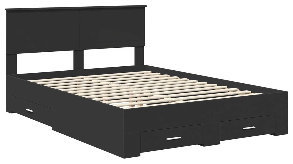 vidaXL Σκελετός Κρεβατιού Μαύρο 140 x 200 cm Επεξεργασμένο ξύλο