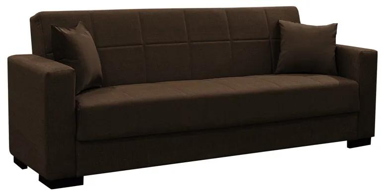 Καναπές-κρεβάτι με αποθηκευτικό χώρο τριθέσιος Vox pakoworld καφέ ύφασμα 215x85x80εκ