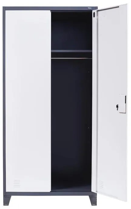Ντουλάπα Valja Fylliana Μεταλλική Γκρί - Λευκό 90x45x190 εκ. 90x45x190 εκ.
