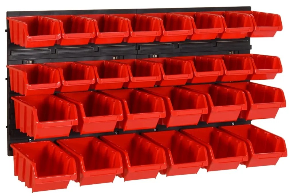 vidaXL Σετ Ραφιών Εργαστηρίου 30 τεμ. Κόκκινο και Μαύρο 77x39 εκ. PP