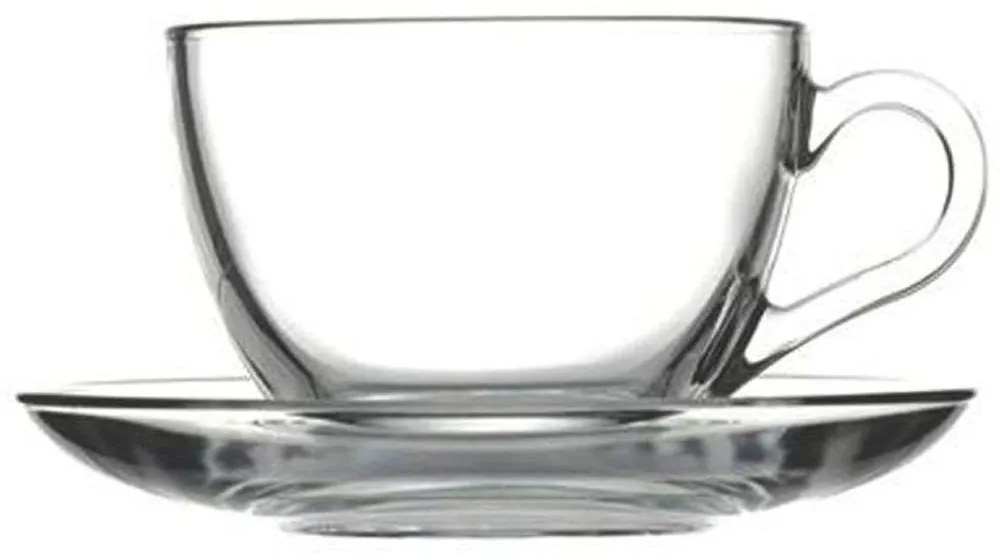 Φλυτζάνι Καφέ Με Πιατάκι Basic SP97948G6 Φ13,7x6,5cm 238ml Clear Espiel Glass