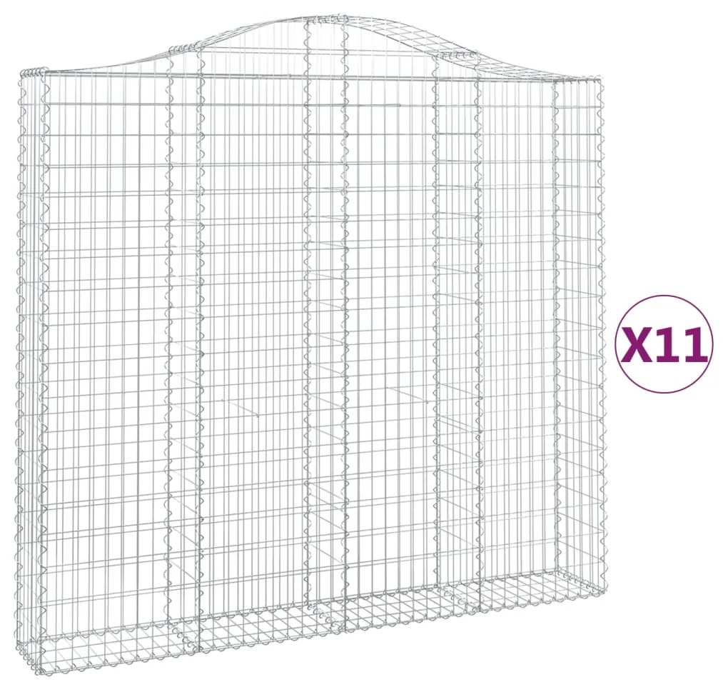 vidaXL Συρματοκιβώτια Τοξωτά 11 τεμ. 200x30x180/200 εκ. Γαλβαν. Ατσάλι